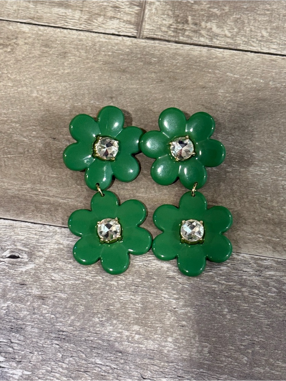 Kate Spade x Target Green Daisy Flower Rhinestone Drop Earrings